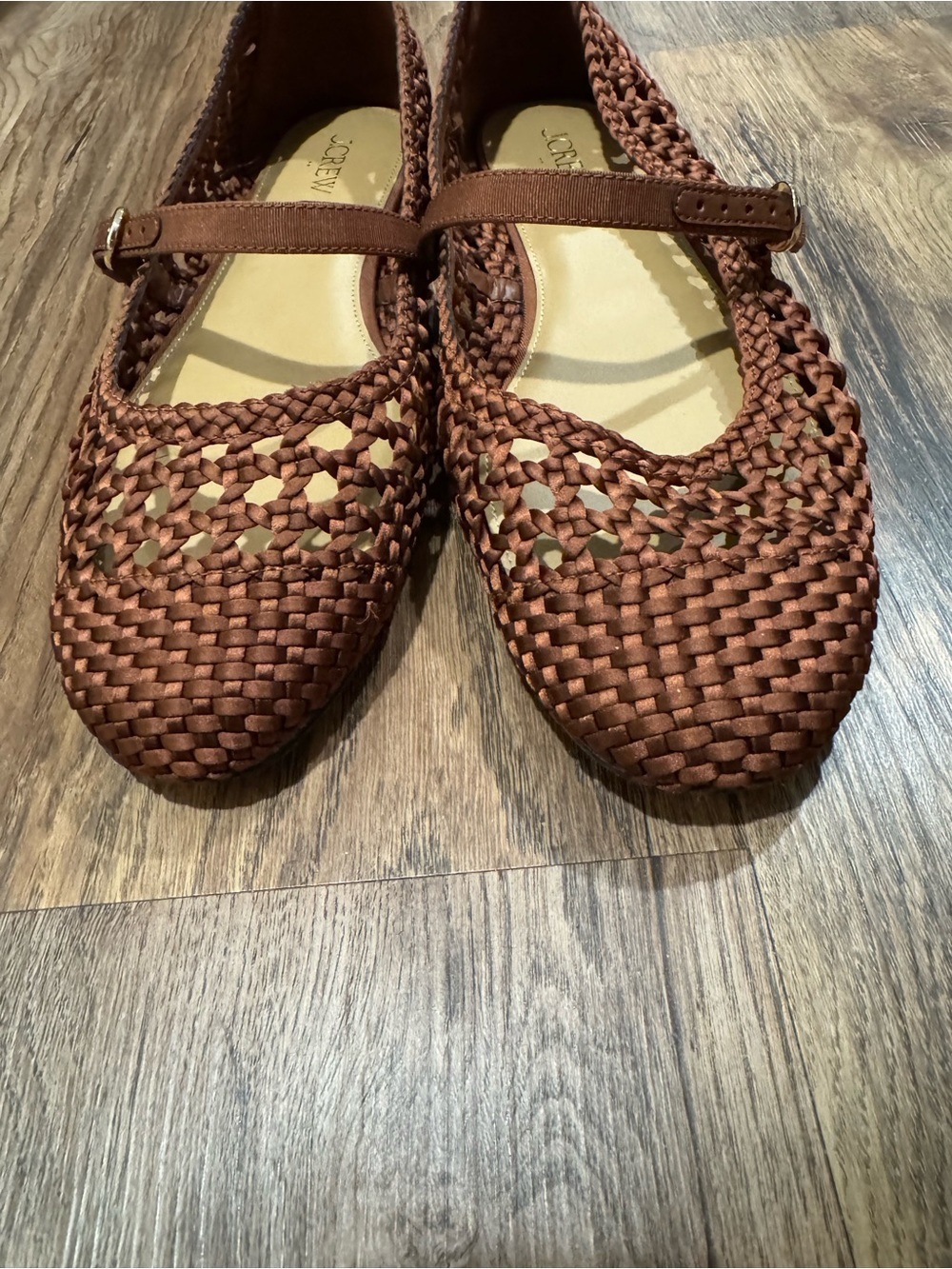 J Crew Satiny woven Mary Jane flats in Antique Oak Size 11 - Picture 8 of 9